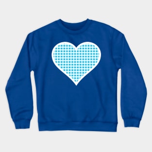 Blue and White Gingham Heart Crewneck Sweatshirt